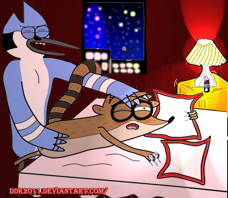 Regular Show Having Sex - Mordecai fuck Rigby before bedtime.